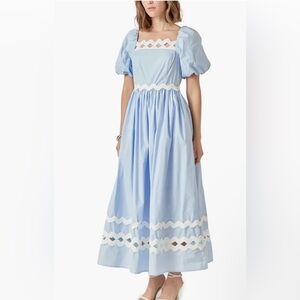 Anthropologie English Factory Scallop Pointed Midi Dress Sz L NWT’s